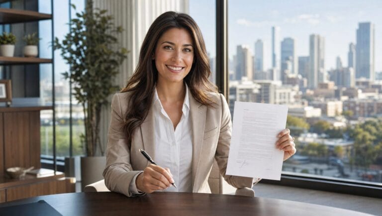 מרדכי ניסנוב, מתווך RE/MAX, יושב מחויך במשרד מודרני מואר עם עציץ ירוק