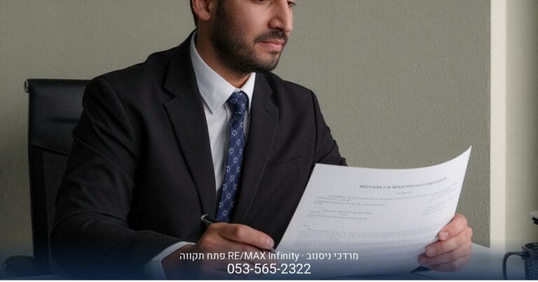 מרדכי ניסנוב, מתווך RE/MAX מפתח תקווה, בחליפה ועניבה, מציג מקצועיות ואמינות