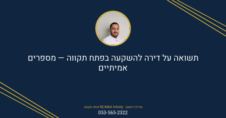 גרף המציג תשואה על דירה להשקעה בפתח תקווה, עם פרטי מרדכי ניסנוב מ-RE/MAX Infinity