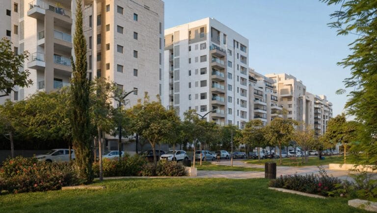 בנייני מגורים מודרניים בשכונת כפר גנים בפתח תקווה